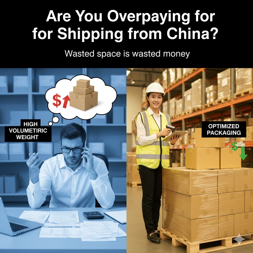 A warehouse worker consolidating and repacking boxes for shipment