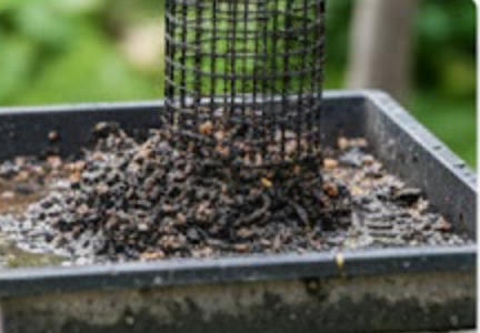 Squirrel on bird feeder